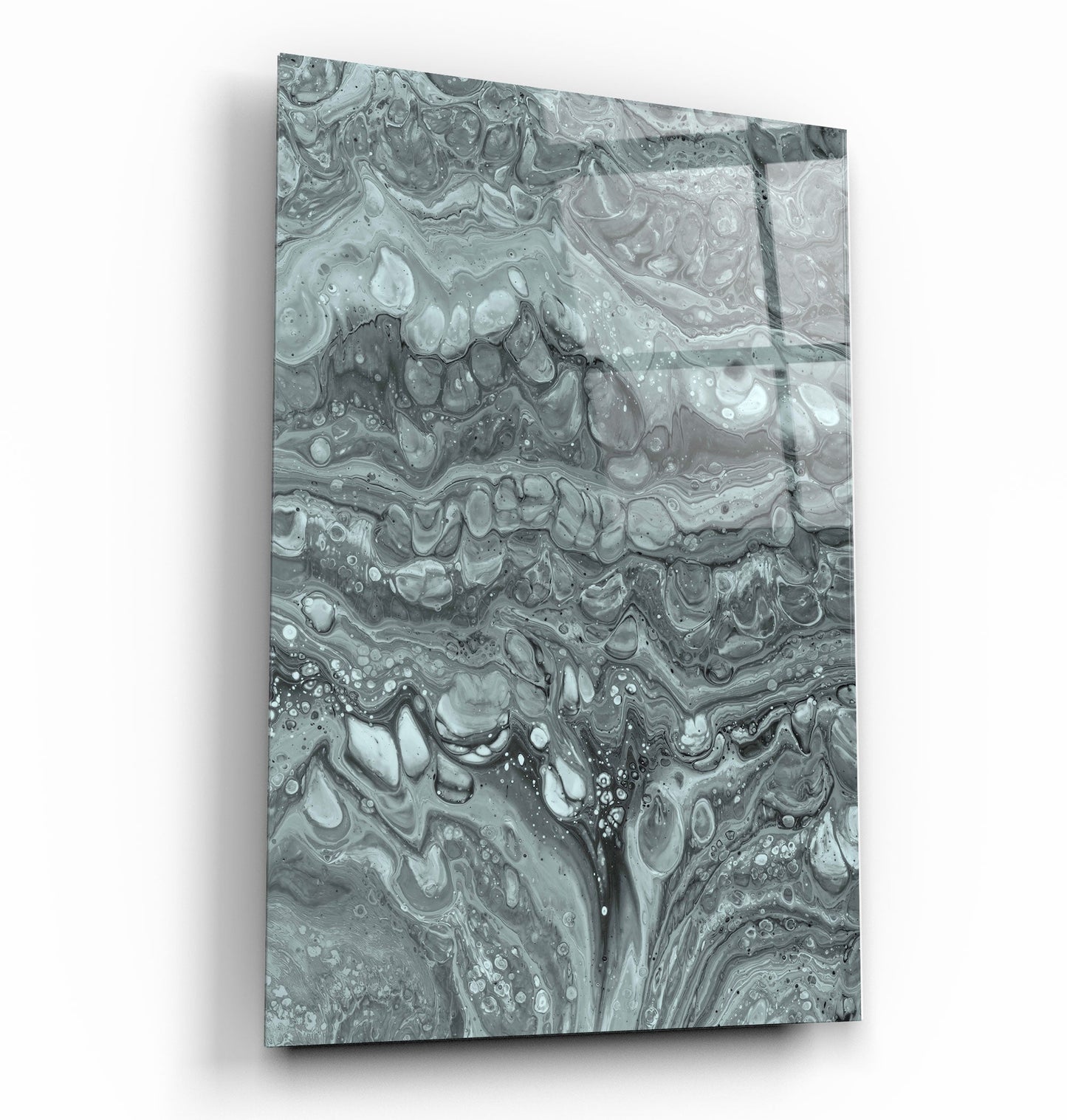 Abstract Black and White Ink Drops - Designer's Collection Glass Wall Art