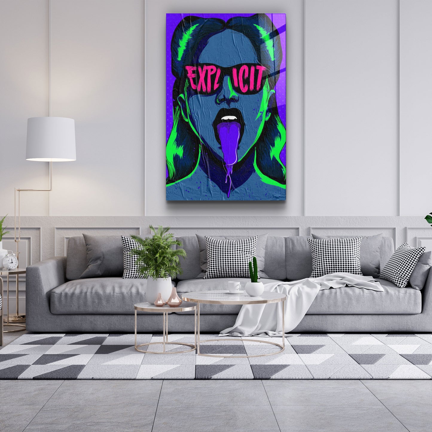 Explicit - Blue - Designer's Collection Glass Wall Art