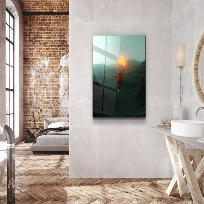 Flying Astronaut with Balloons - Designer's Collection Glass Wall Art