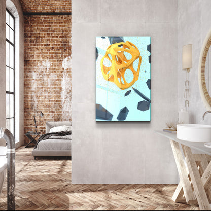 Abstract Yellow and Emerald V2 - Designer's Collection Glass Wall Art