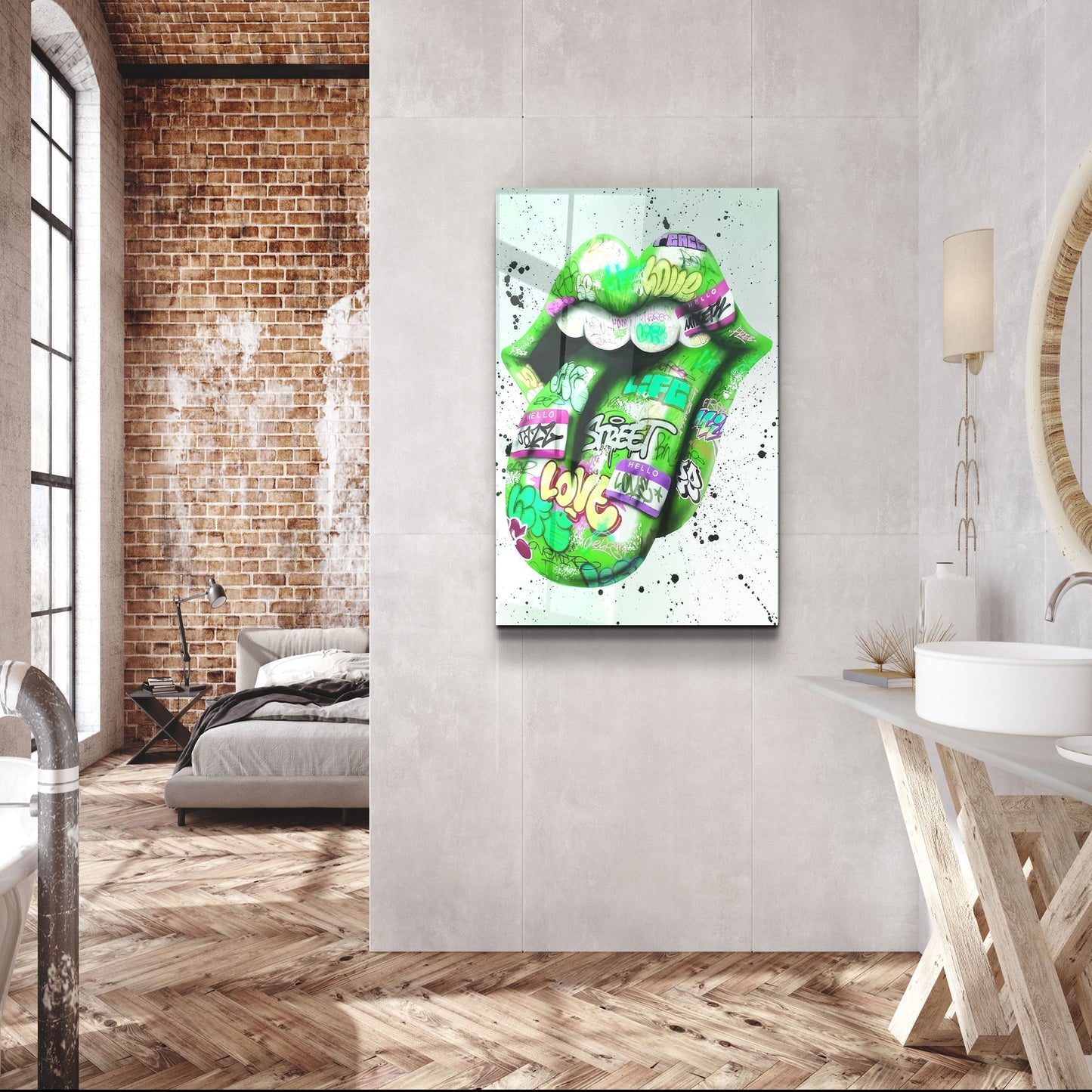 Tongue - Green - Designer's Collection Glass Wall Art