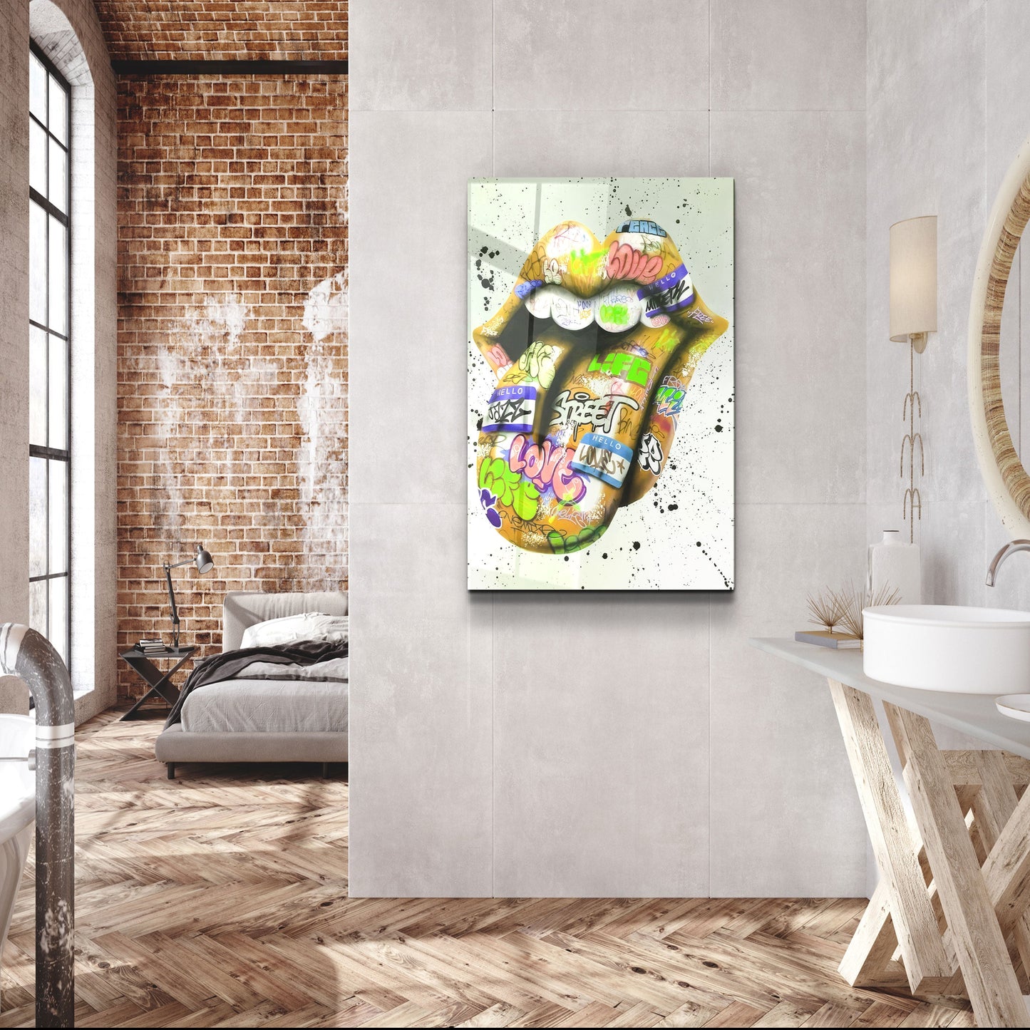 Tongue - Mustard - Designer's Collection Glass Wall Art
