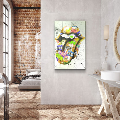 Tongue - Mustard - Designer's Collection Glass Wall Art