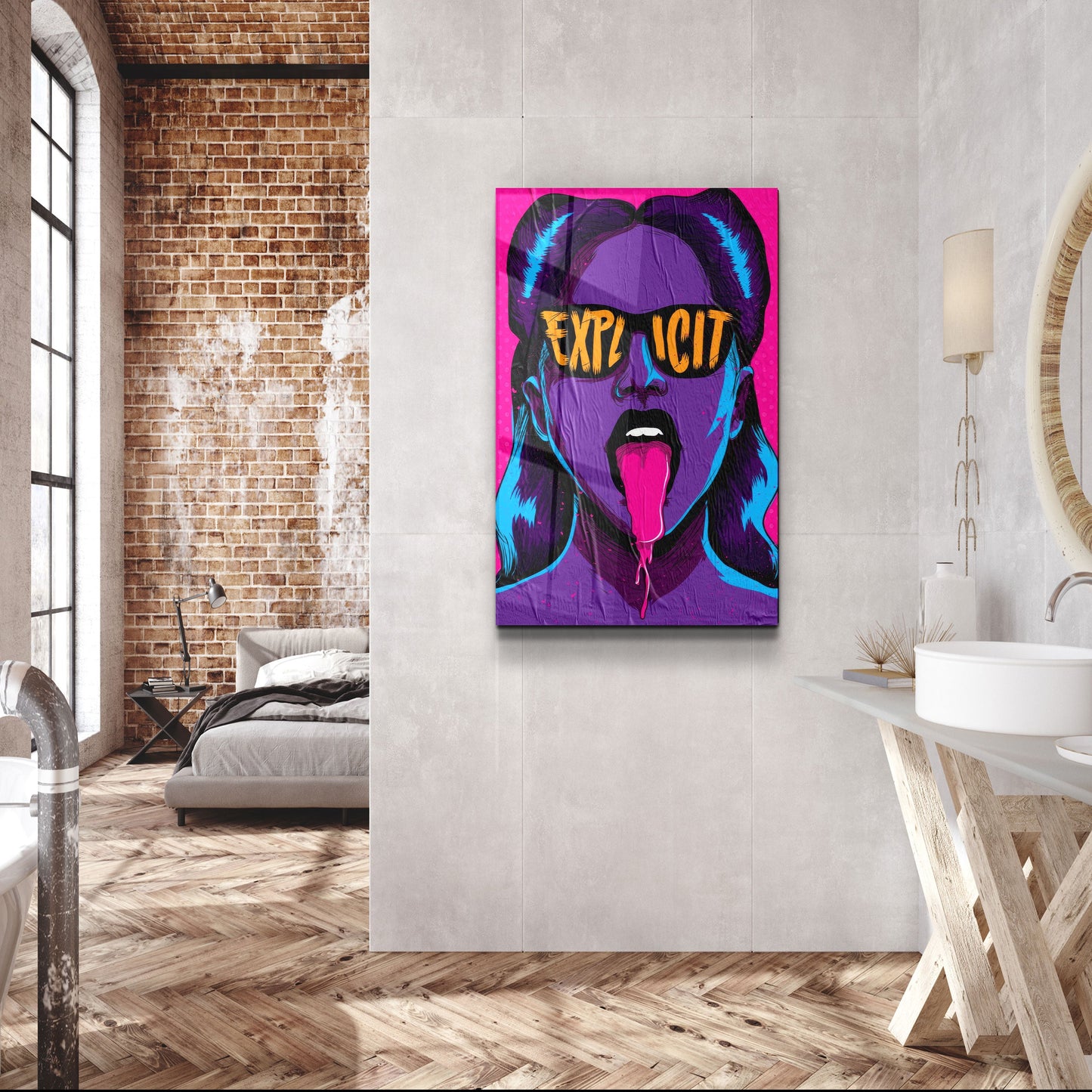 Explicit - Purple - Designer's Collection Glass Wall Art