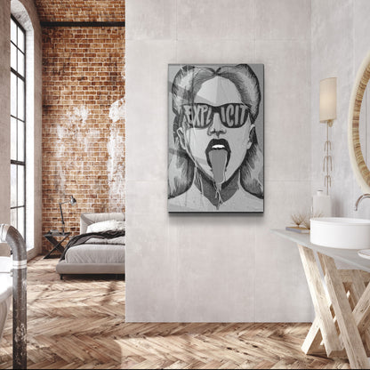 Explicit - Gray - Designer's Collection Glass Wall Art