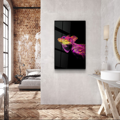 Iguana Magenta - Designer's Collection Glass Wall Art