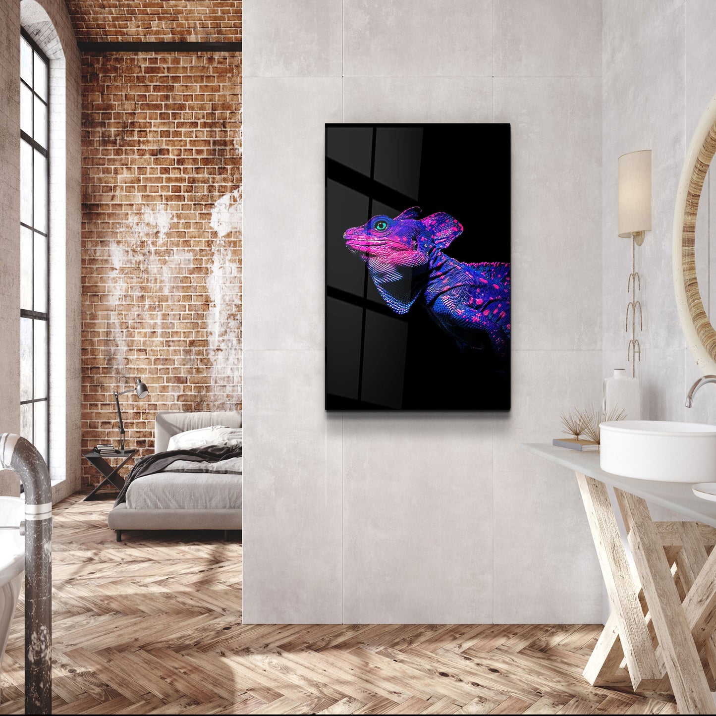 Iguana Blue Purple - Designer's Collection Glass Wall Art