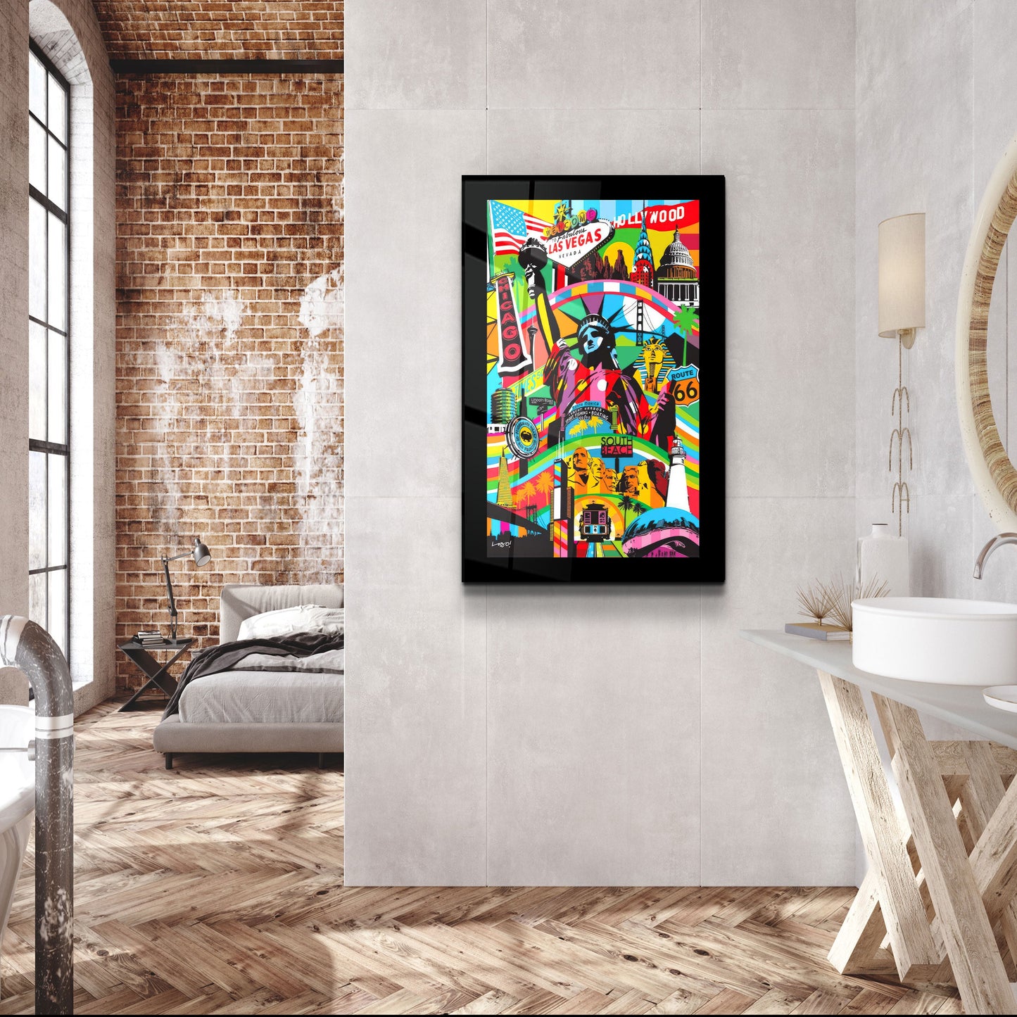 Statue of Liberty Pop Art - Designer's Collection Glass Wall Art