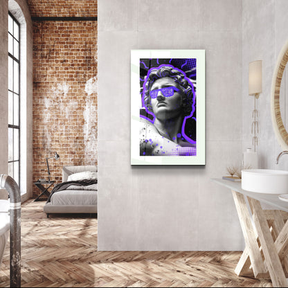 Statue Pop Art Purple - Designer's Collection Glass Wall Art