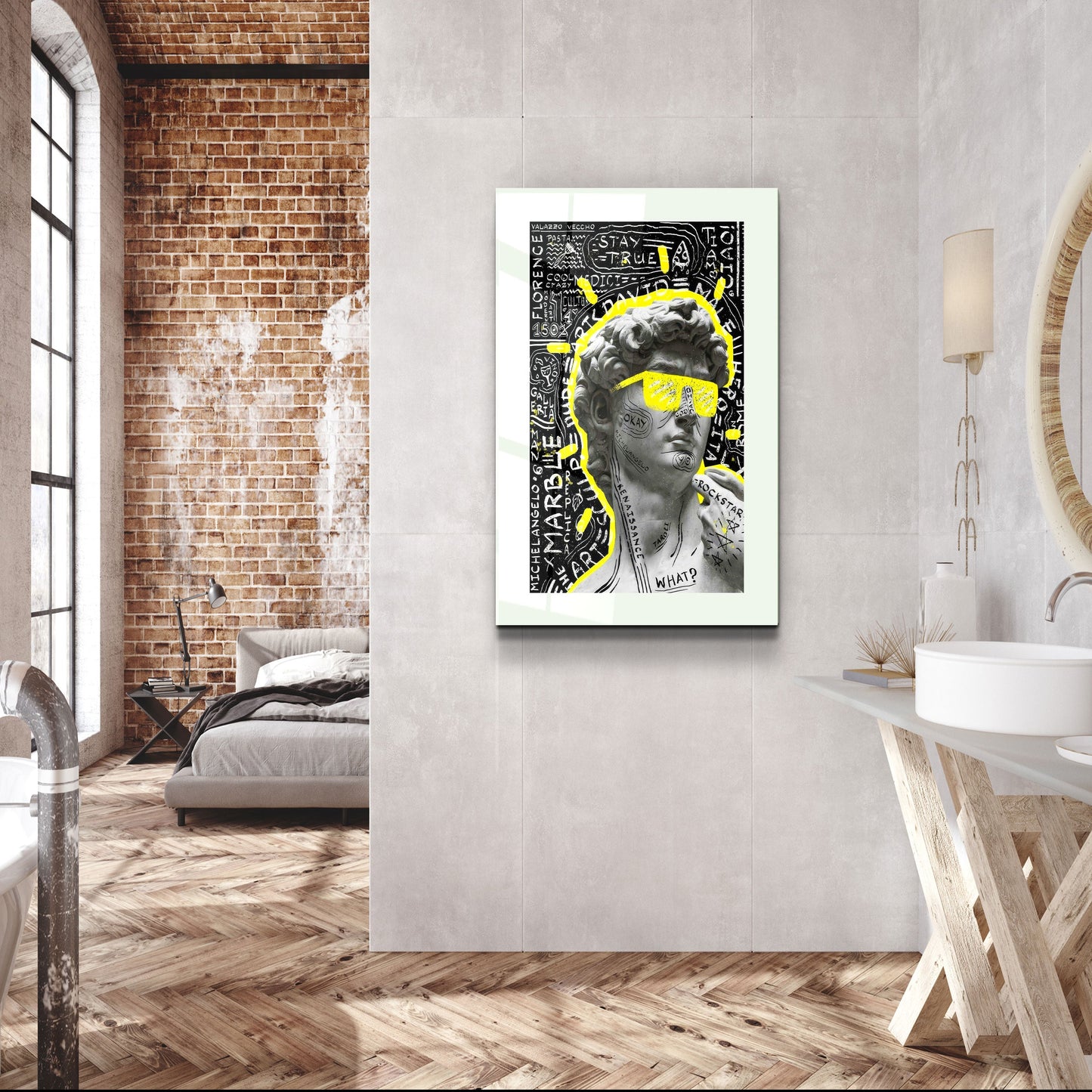 Statue Pop Art Yellow - Designer's Collection Glass Wall Art