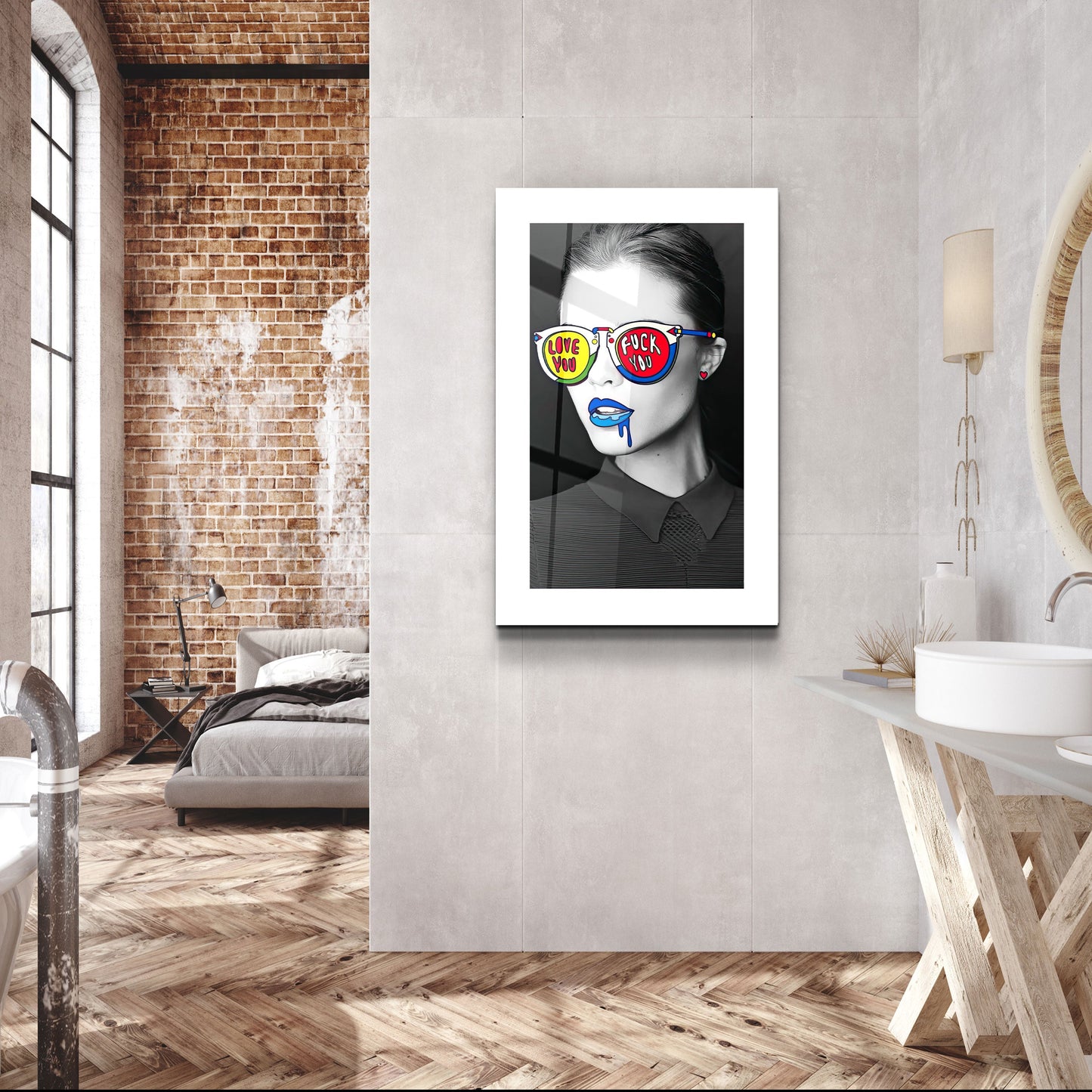 Love You F. You - Designer's Collection Glass Wall Art