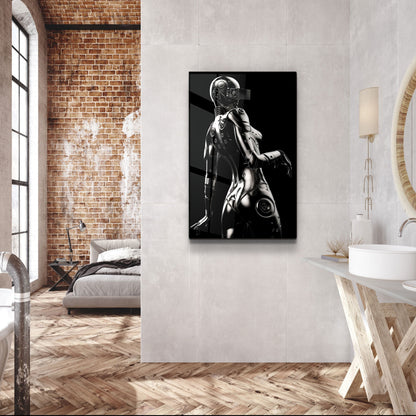 Robo Girl Silver - Designer's Collection Glass Wall Art