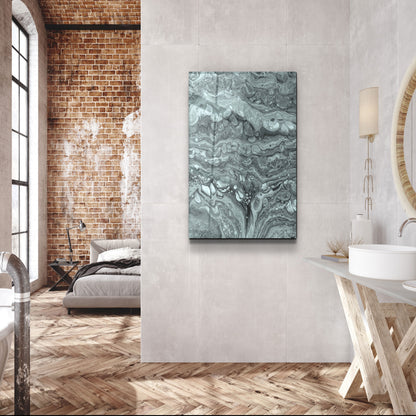 Abstract Black and White Ink Drops - Designer's Collection Glass Wall Art