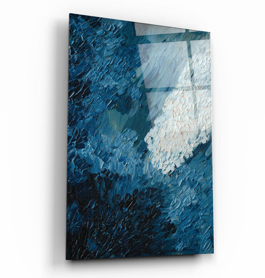 Blue Oil Painting - Abstract - Designer's Collection Glass Wall Art