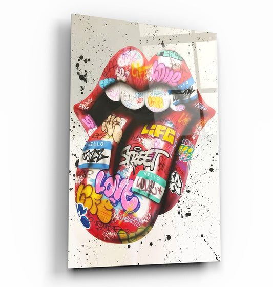 Tongue - Red - Designer's Collection Glass Wall Art