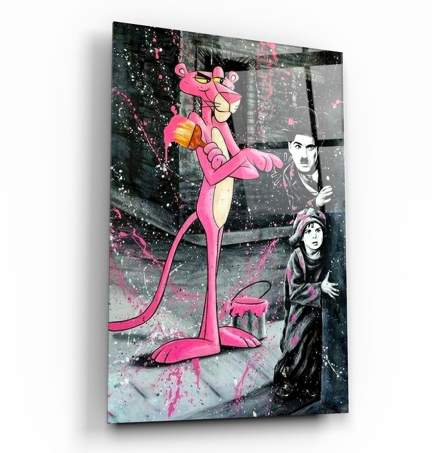 Pink Panther & Charlie - Designer's Collection Glass Wall Art