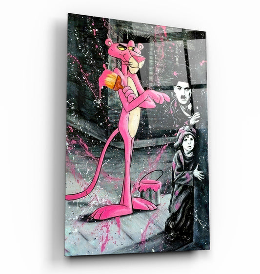 Pink Panther & Charlie - Designer's Collection Glass Wall Art