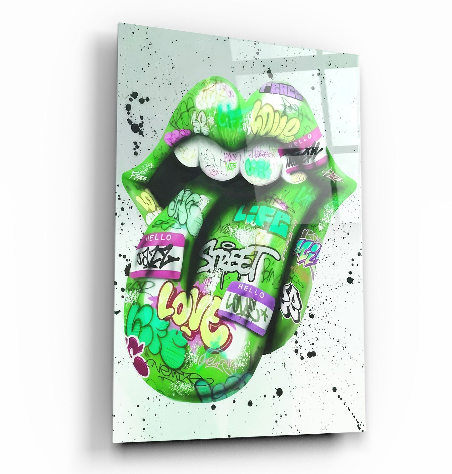 Tongue - Green - Designer's Collection Glass Wall Art