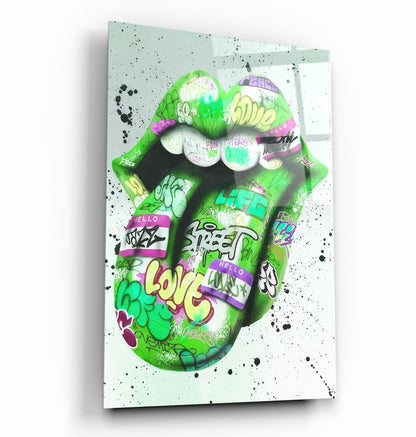 Tongue - Green - Designer's Collection Glass Wall Art