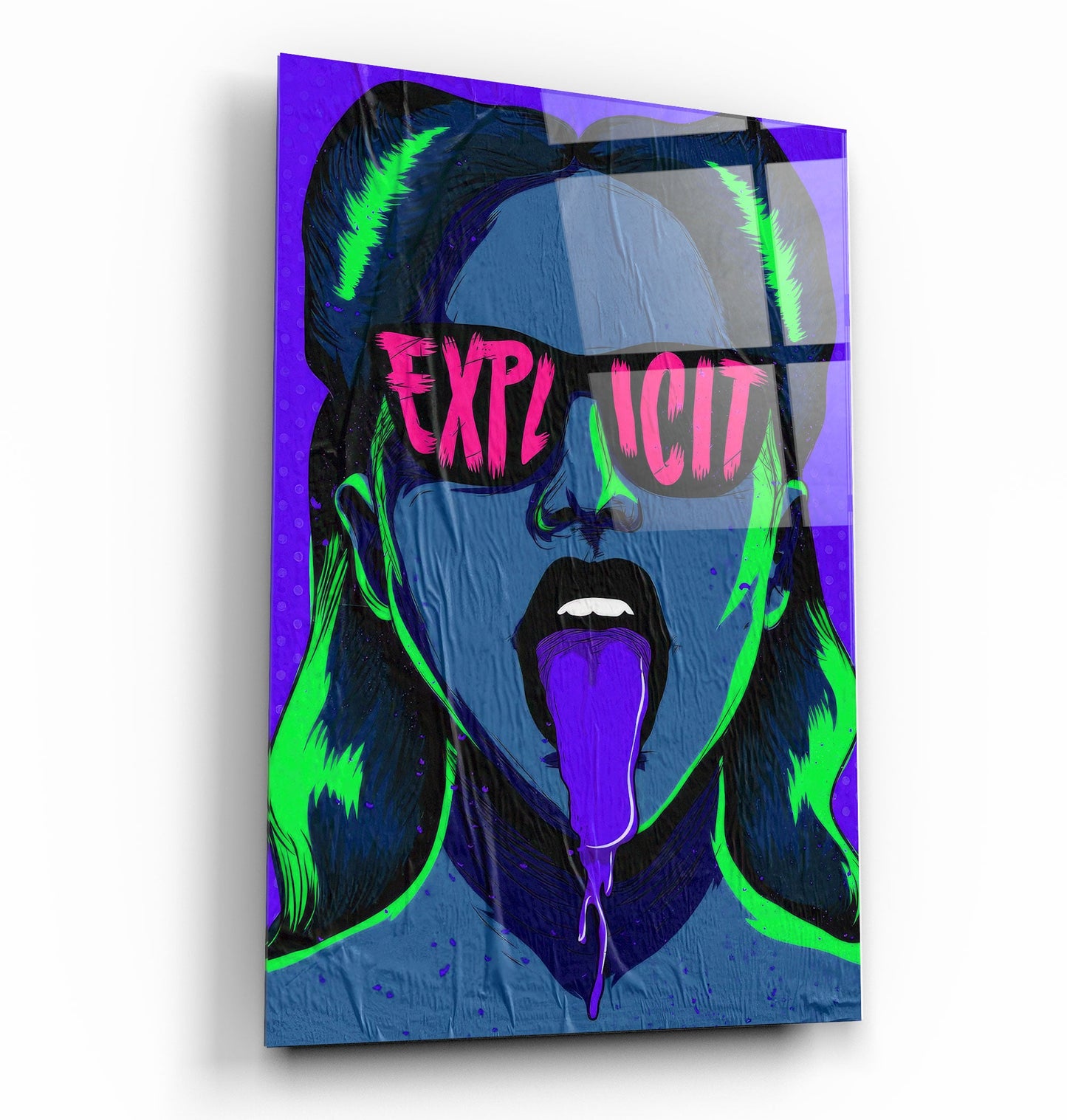 Explicit - Blue - Designer's Collection Glass Wall Art