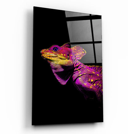 Iguana Magenta - Designer's Collection Glass Wall Art