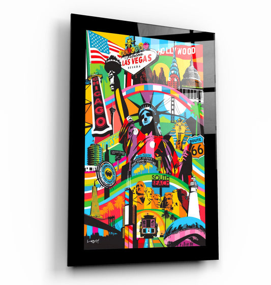 Statue of Liberty Pop Art - Designer's Collection Glass Wall Art