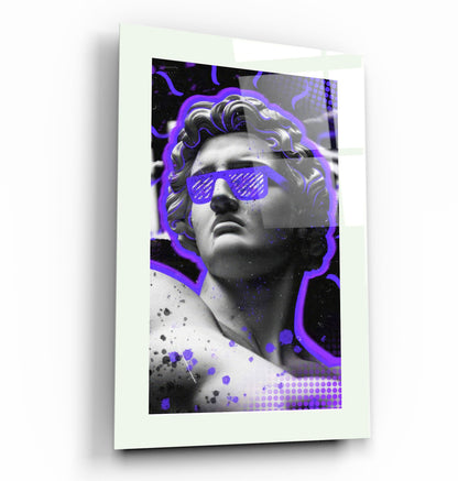 Statue Pop Art Purple - Designer's Collection Glass Wall Art