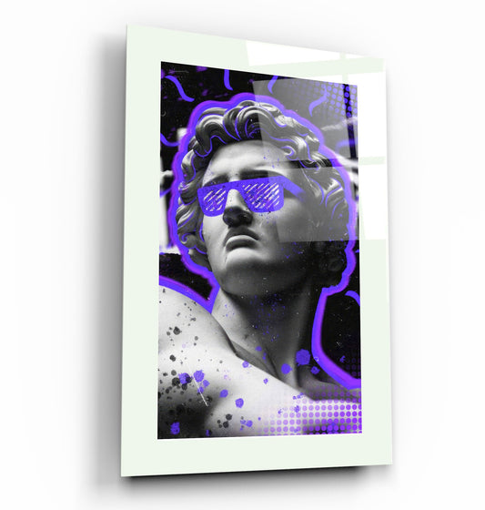Statue Pop Art Purple - Designer's Collection Glass Wall Art