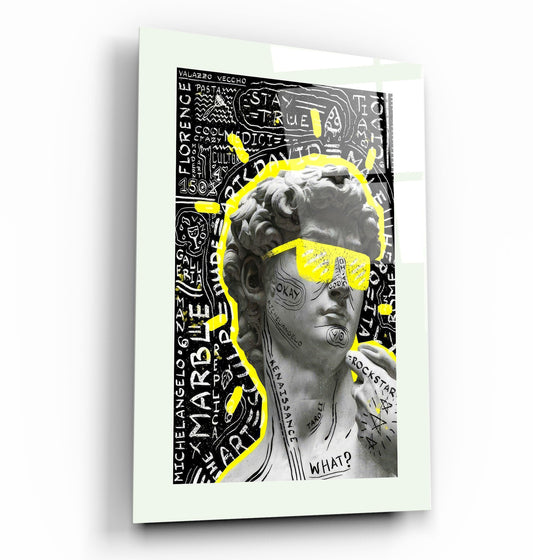 Statue Pop Art Yellow - Designer's Collection Glass Wall Art