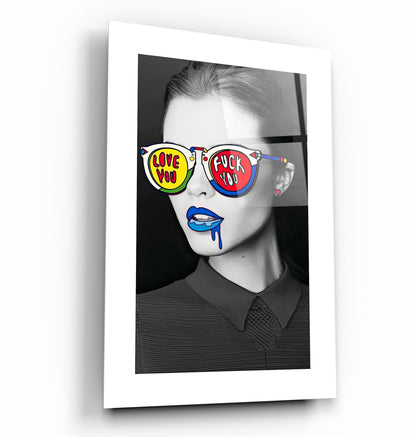 Love You F. You - Designer's Collection Glass Wall Art