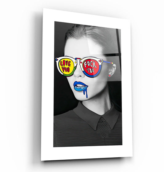 Love You F. You - Designer's Collection Glass Wall Art