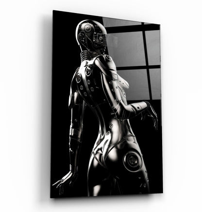 Robo Girl Silver - Designer's Collection Glass Wall Art