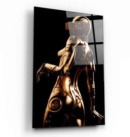 Robo Girl Gold - Designer's Collection Glass Wall Art - Barlowa Store