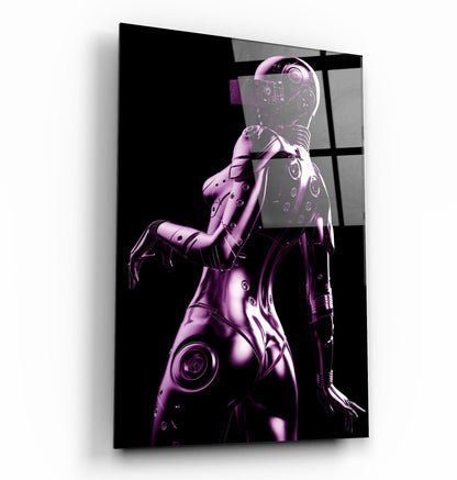Robo Girl Metalic Purple - Designer's Collection Glass Wall Art - Barlowa Store