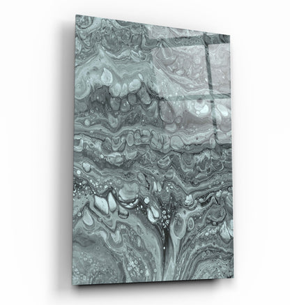 Abstract Black and White Ink Drops - Designer's Collection Glass Wall Art