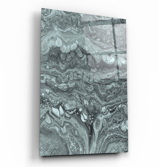 Abstract Black and White Ink Drops - Designer's Collection Glass Wall Art