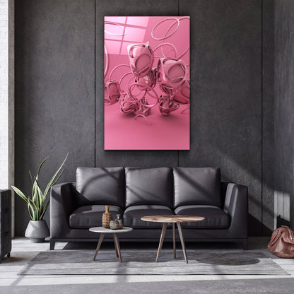 Abstract Pink Modern Design - Designer's Collection Glass Wall Art