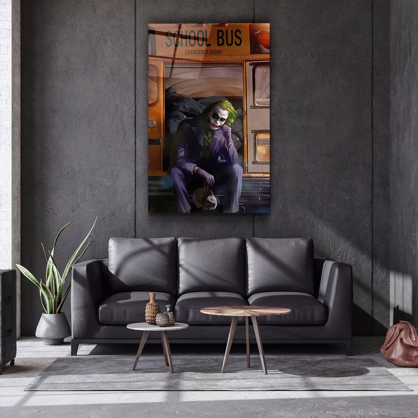 School Bus - Joker - Designer's Collection Glass Wall Art
