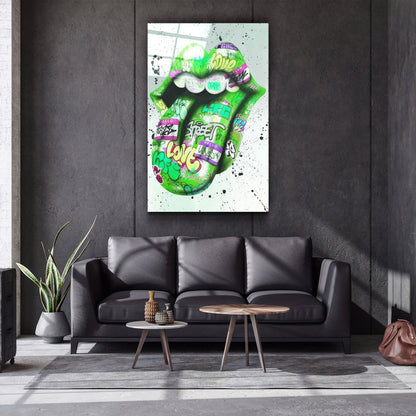 Tongue - Green - Designer's Collection Glass Wall Art