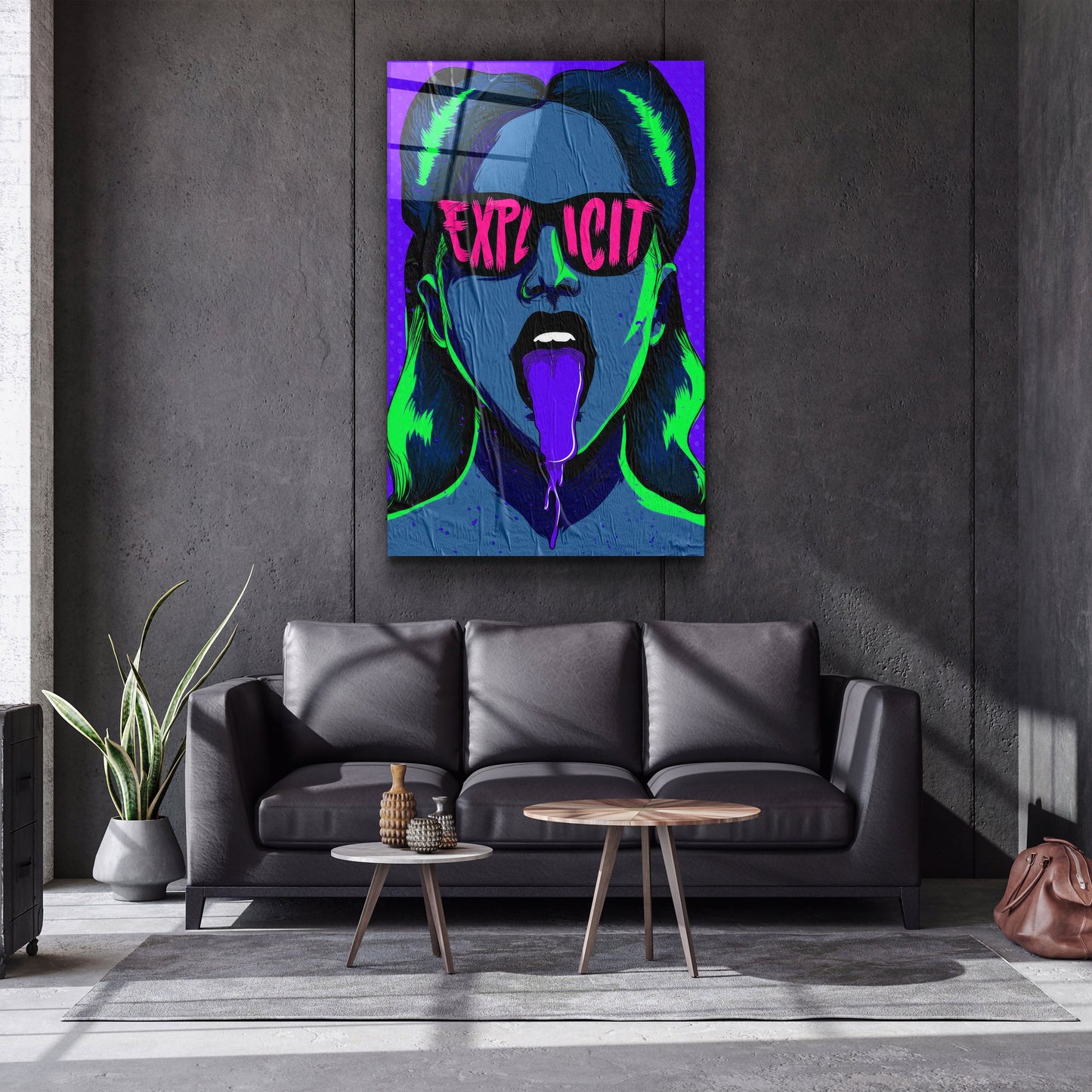 Explicit - Blue - Designer's Collection Glass Wall Art