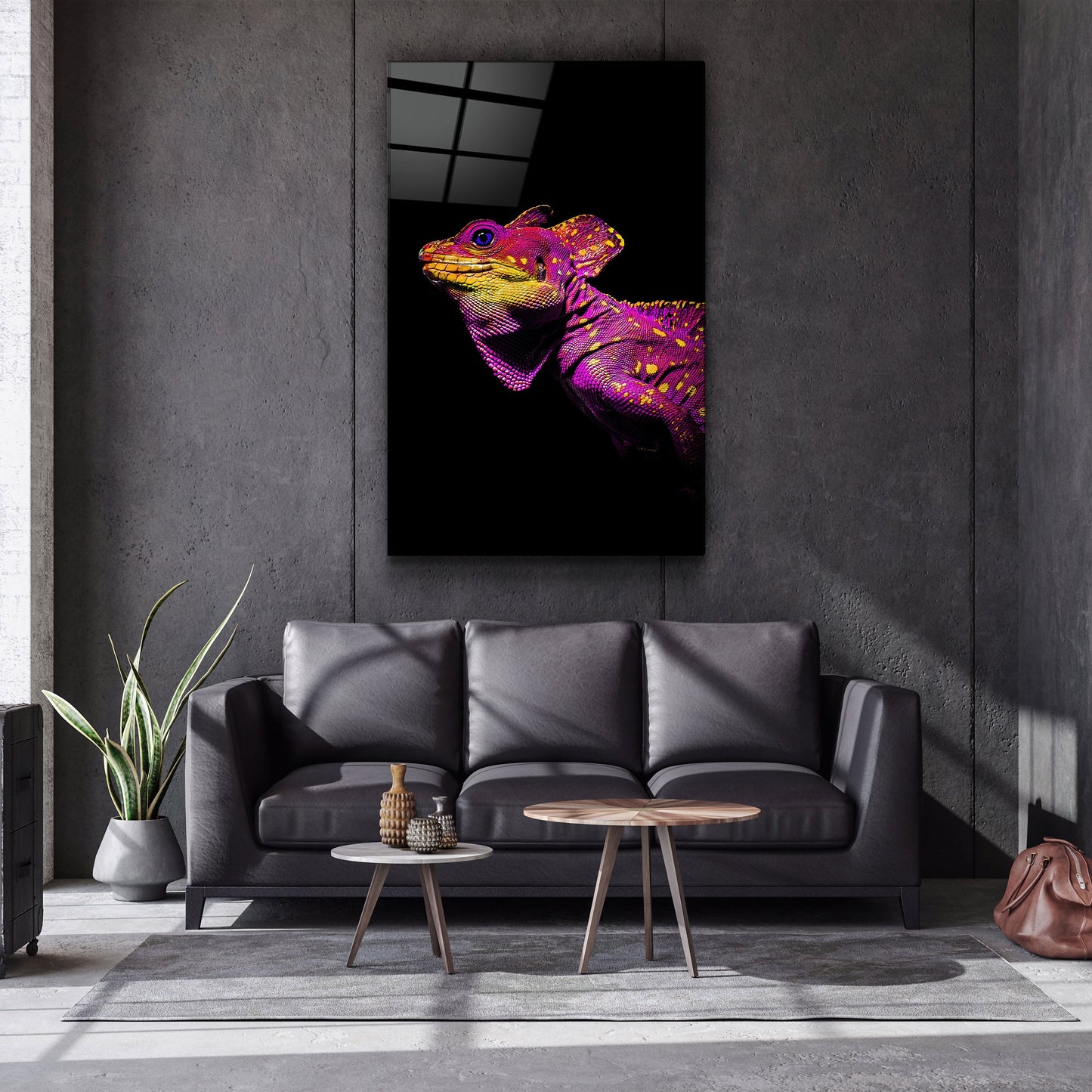 Iguana Magenta - Designer's Collection Glass Wall Art