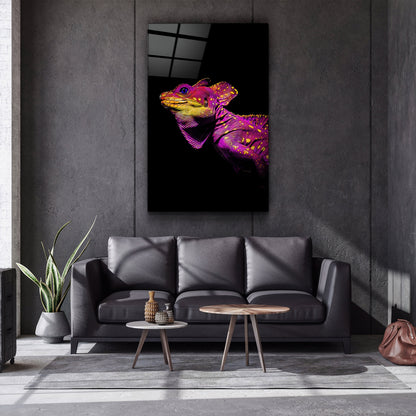 Iguana Magenta - Designer's Collection Glass Wall Art