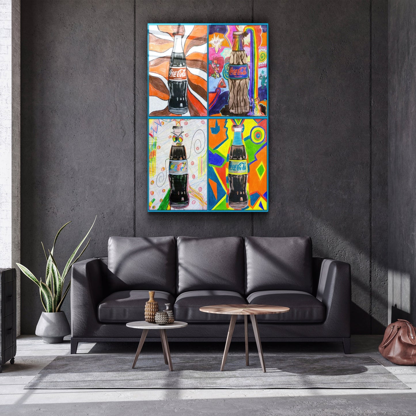 Retro Design Coke Bottles - Designer's Collection Glass Wall Art - Barlowa Store
