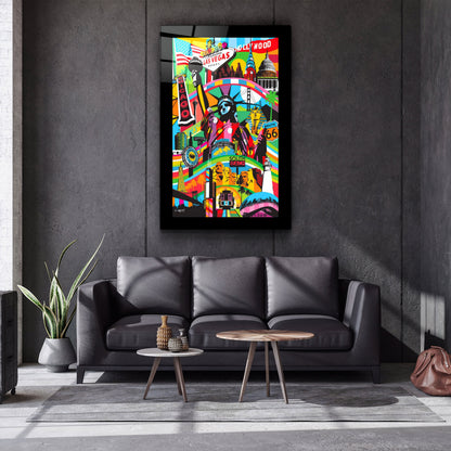 Statue of Liberty Pop Art - Designer's Collection Glass Wall Art
