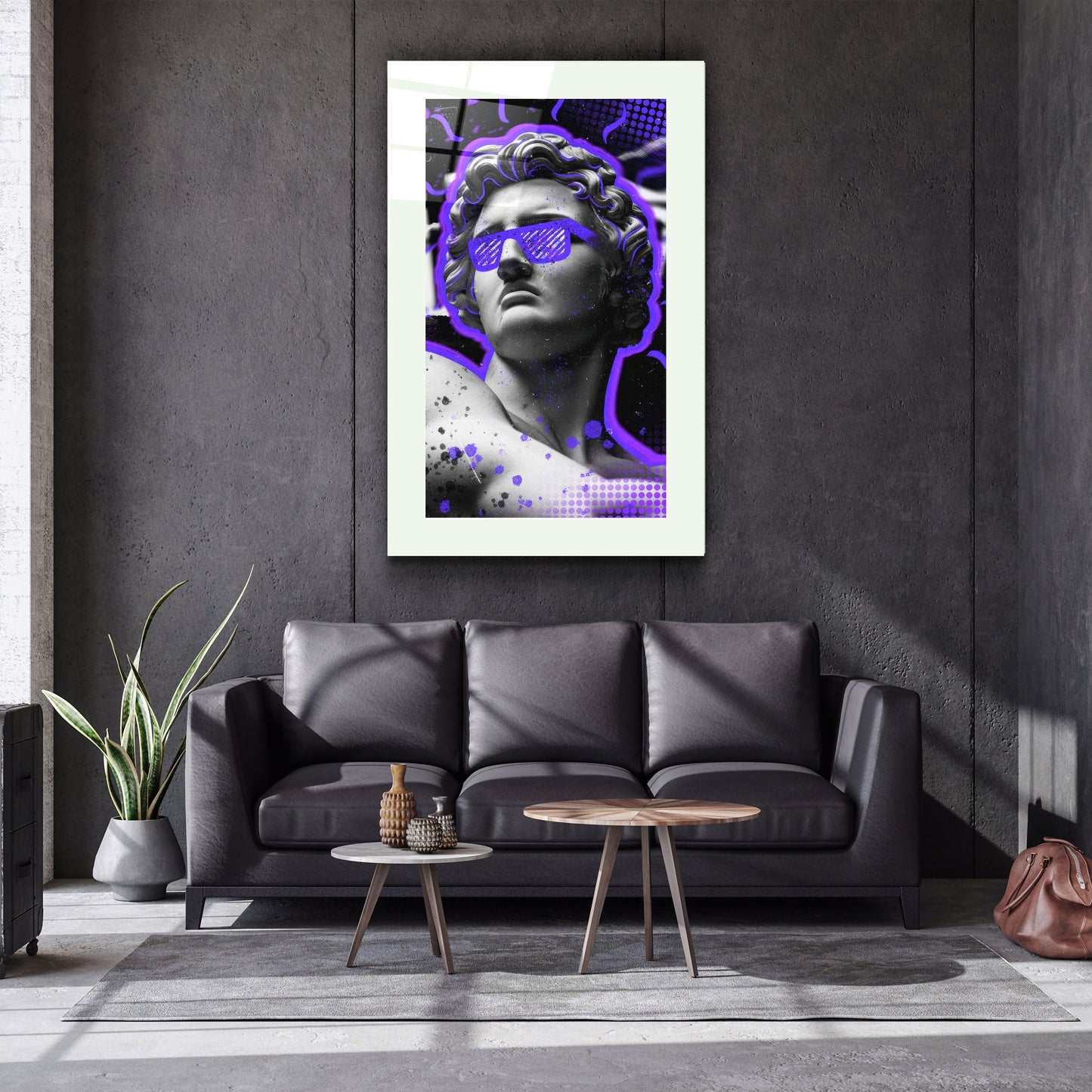 Statue Pop Art Purple - Designer's Collection Glass Wall Art