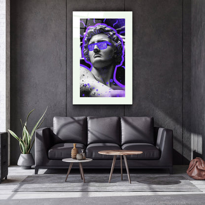 Statue Pop Art Purple - Designer's Collection Glass Wall Art