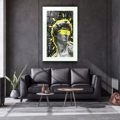 Statue Pop Art Yellow - Designer's Collection Glass Wall Art