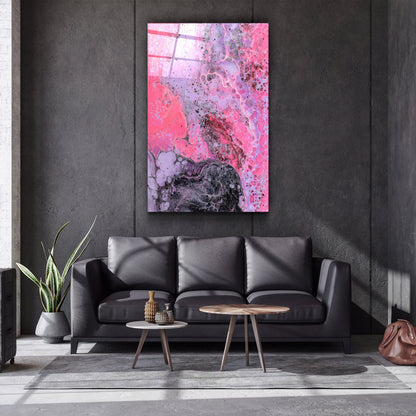 Abstract Purple Ink Drops - Designer's Collection Glass Wall Art