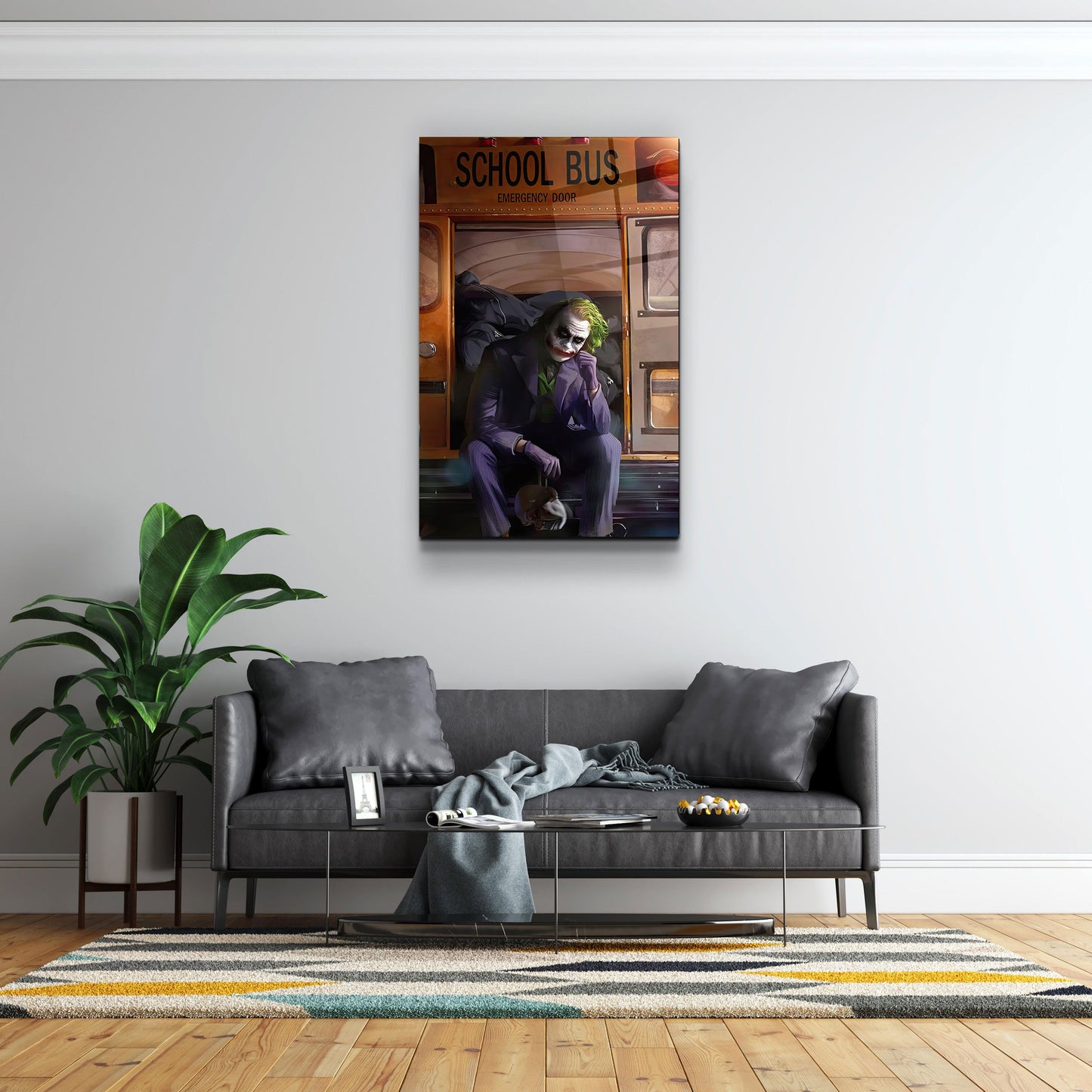 School Bus - Joker - Designer's Collection Glass Wall Art