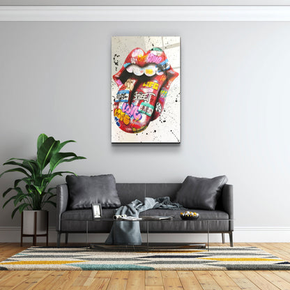 Tongue - Red - Designer's Collection Glass Wall Art